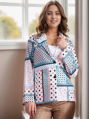 AA-HA! Printed, Geometric Print Single Breasted Festive & Wedding, Party Women Blazer(Multicolor)