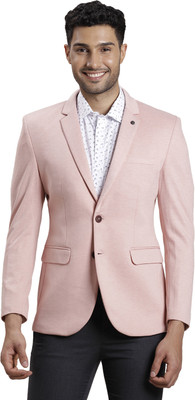 TURTLE Solid Single Breasted Casual Men Blazer(Pink)