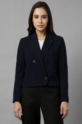 Allen Solly Printed Single Breasted Formal Women Blazer(Dark Blue)