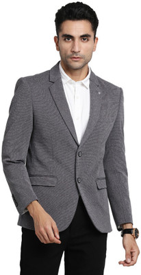 TURTLE Solid Single Breasted Casual Men Blazer(Grey)