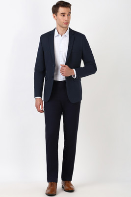 PETER ENGLAND Self Design Single Breasted Formal Men Blazer(Blue)