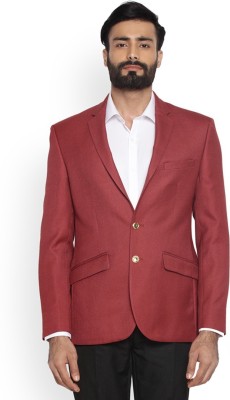 PARK AVENUE Solid Single Breasted Casual Men Blazer(Red)