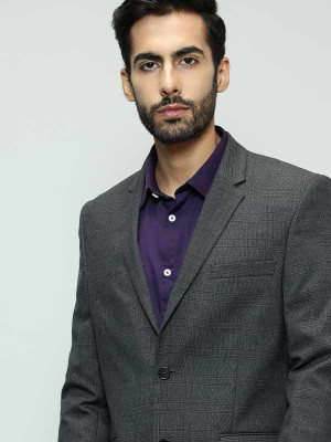 INDIAN TERRAIN Solid Single Breasted Casual Men Blazer(Black)