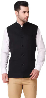 SFASH Solid Single Breasted Formal Men Blazer(Black)