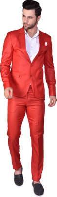 PRINT CULTR Solid Single Breasted Festive & Wedding Men Blazer(Red)