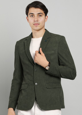 KILLER Solid Single Breasted Casual Men Blazer(Dark Green)