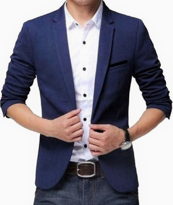 TRULYFEB Solid Single Breasted Casual, Festive, Festive & Wedding, Formal, Party, Wedding Men Blazer(Blue)