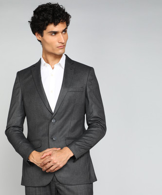 Raymond Solid Single Breasted Formal Men Blazer(Black)
