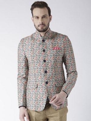 Hangup Printed Bandhgala Party Men Blazer(Multicolor)