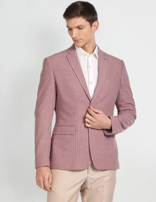 ARROW Solid Single Breasted Formal Men Blazer(Purple)