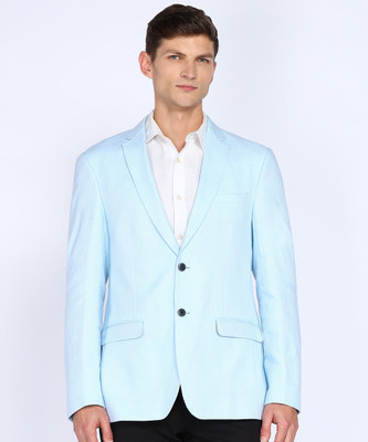 PETER ENGLAND Self Design Single Breasted Casual Men Blazer(Blue)
