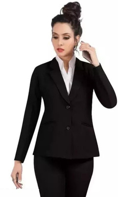Swara Craft Solid Single Breasted Casual Women Blazer(Black)