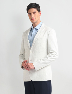 ARROW Solid Single Breasted Formal Men Blazer(White)