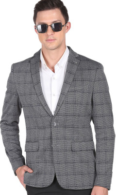 ARROW Checkered Single Breasted Formal Men Blazer(Grey)