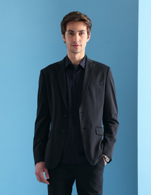 ARROW Solid Single Breasted Formal Men Blazer(Blue)