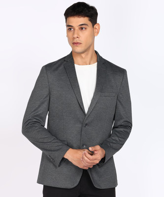 PETER ENGLAND Self Design Single Breasted Formal Men Blazer(Grey)