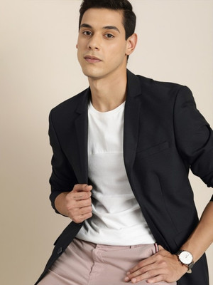PERFECT PRODUCTIONS Solid Single Breasted Formal Men Blazer(Black)