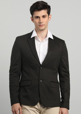 KILLER Solid Single Breasted Casual Men Blazer(Dark Green)