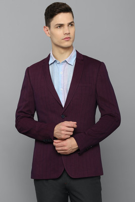 LOUIS PHILIPPE Self Design Single Breasted Formal Men Blazer(Maroon)