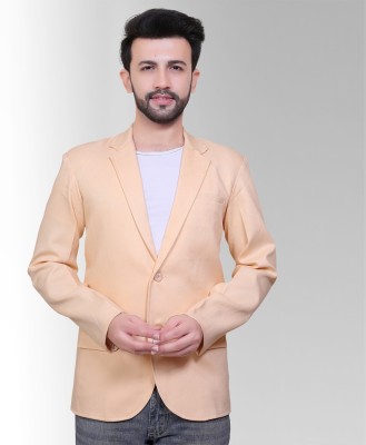 AVAETA Solid Single Breasted Casual, Party, Festive & Wedding, Formal Men Blazer(Beige)