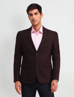 ARROW Solid Single Breasted Formal Men Blazer(Red)