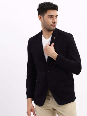 SHOWOFFFF Solid Single Breasted Casual Men Blazer(Black)