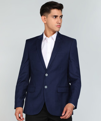 Raymond Solid Single Breasted Formal Men Blazer(Dark Blue)