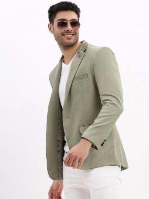 Showoff Solid Single Breasted Casual Men Blazer(Light Green)