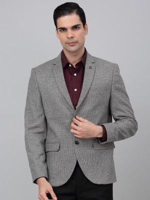 CANTABIL Self Design Single Breasted Formal Men Blazer(Grey)