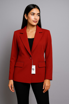 Aaromcollection Solid Single Breasted Casual, Formal Women Blazer(Red)