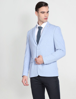 ARROW Solid Single Breasted Formal Men Blazer(Blue)