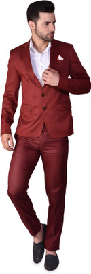 PRINT CULTR Solid Single Breasted Festive & Wedding Men Blazer(Brown)