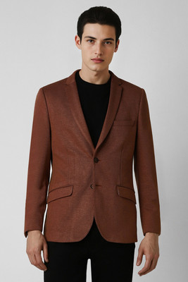 VAN HEUSEN Striped Single Breasted Casual Men Blazer(Brown)