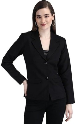 NAIDA Solid, Self Design Single Breasted Casual, Festive, Formal, Party, Sports, Wedding, Lounge Wear Women Blazer(Black)