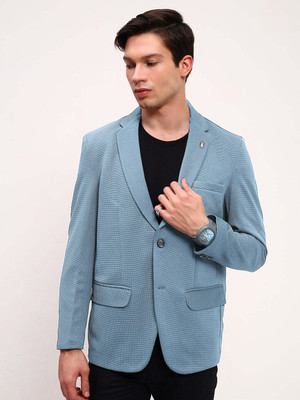 SHOWOFFFF Solid Single Breasted Casual Men Blazer(Blue)