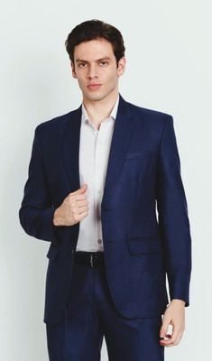 TRULYFAB Solid Single Breasted Party Men Blazer(Blue)
