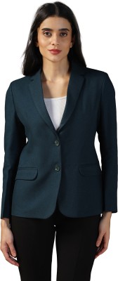 TAHVO Solid Single Breasted Formal Women Blazer(Blue)