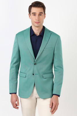 PETER ENGLAND Self Design Single Breasted Formal Men Blazer(Green)