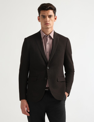 ARROW Solid Single Breasted Formal Men Blazer(Brown)