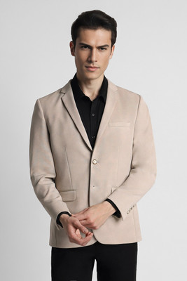 PETER ENGLAND Solid Single Breasted Formal Men Blazer(Beige)