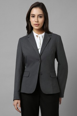Allen Solly Solid Single Breasted Formal Women Blazer(Grey)