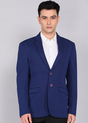 Raymond Self Design Single Breasted Formal Men Blazer(Dark Blue)