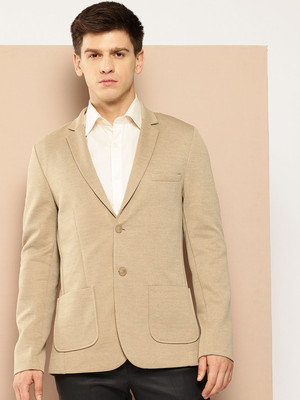 INVICTUS Solid Double Breasted Casual Men Blazer(Beige)