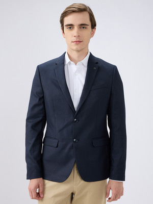 KILLER Solid Single Breasted Casual Men Blazer(Dark Blue)