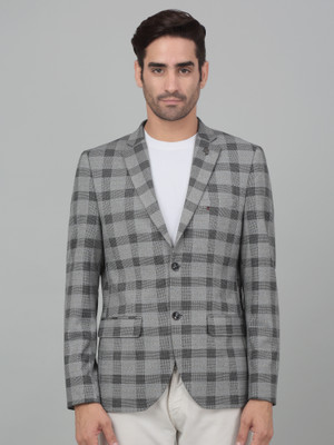 CANTABIL Checkered Single Breasted Casual Men Blazer(Grey)