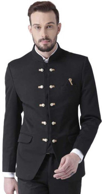 Darbar In Solid Single Breasted Casual, Formal, Festive & Wedding, Party Men Blazer(Black)