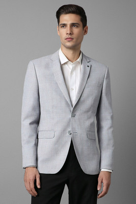 LOUIS PHILIPPE Self Design Single Breasted Formal Men Blazer(Grey)
