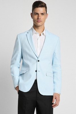 PETER ENGLAND Solid Single Breasted Formal Men Blazer(Blue)