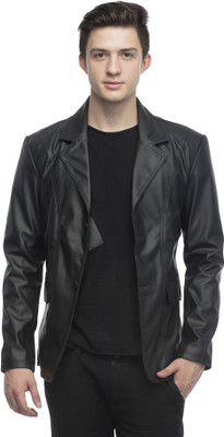 Wolver Solid Single Breasted Casual Men Blazer(Black)