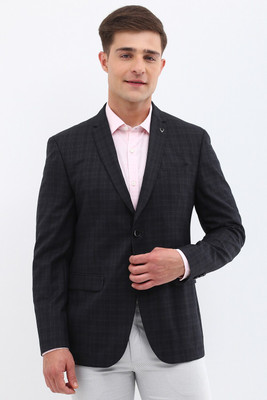 Allen Solly Checkered Single Breasted Formal Men Blazer(Grey)